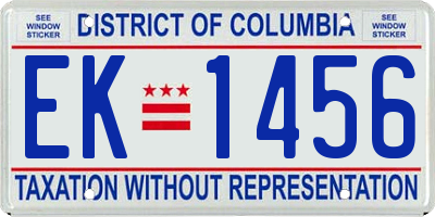 DC license plate EK1456