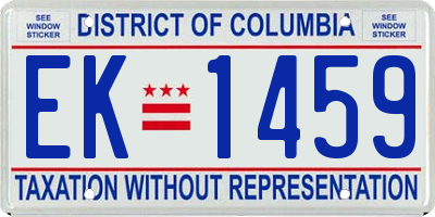 DC license plate EK1459