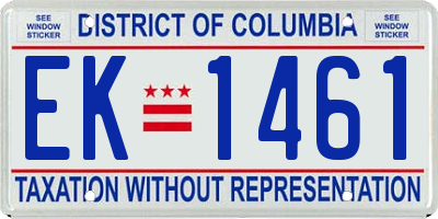 DC license plate EK1461