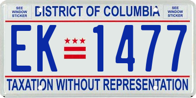 DC license plate EK1477