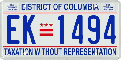 DC license plate EK1494