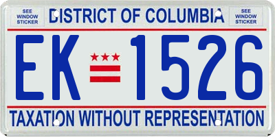 DC license plate EK1526