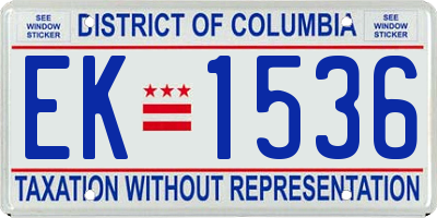 DC license plate EK1536