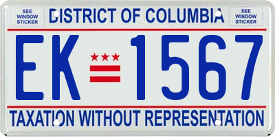 DC license plate EK1567