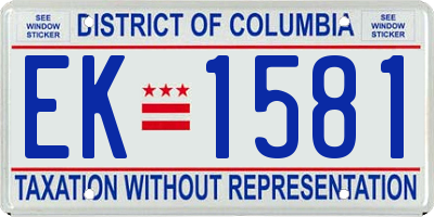 DC license plate EK1581