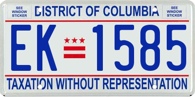 DC license plate EK1585