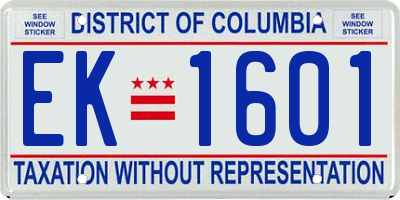DC license plate EK1601