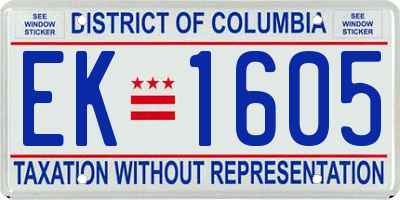 DC license plate EK1605