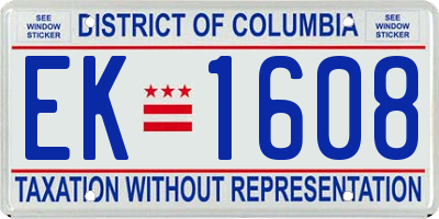 DC license plate EK1608
