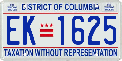 DC license plate EK1625