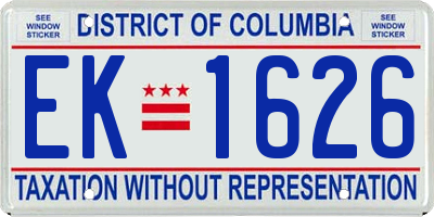 DC license plate EK1626