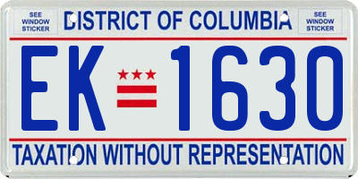 DC license plate EK1630