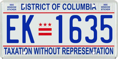 DC license plate EK1635