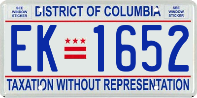 DC license plate EK1652