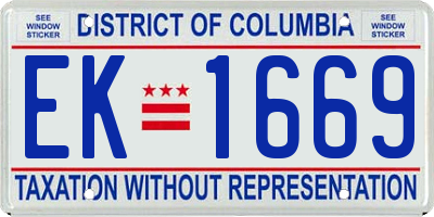 DC license plate EK1669
