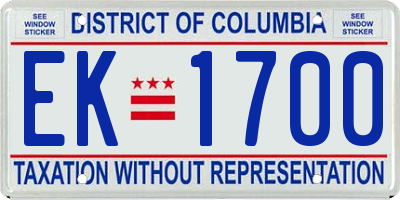 DC license plate EK1700
