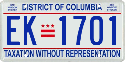 DC license plate EK1701
