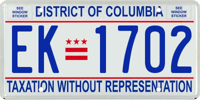 DC license plate EK1702