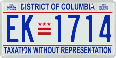 DC license plate EK1714