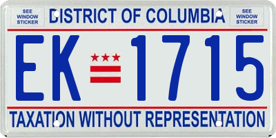 DC license plate EK1715