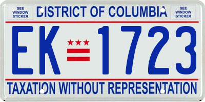 DC license plate EK1723