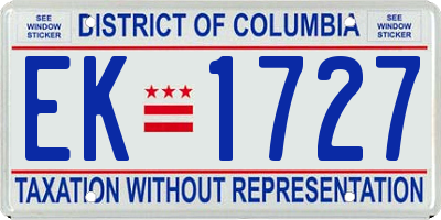 DC license plate EK1727