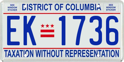 DC license plate EK1736