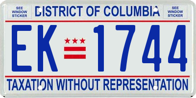 DC license plate EK1744