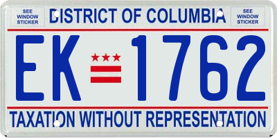 DC license plate EK1762