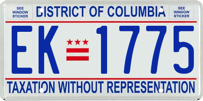 DC license plate EK1775