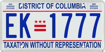 DC license plate EK1777
