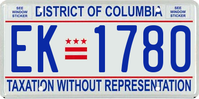 DC license plate EK1780