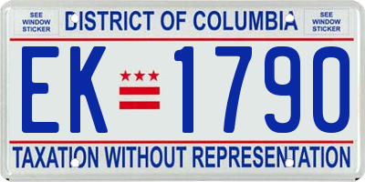 DC license plate EK1790