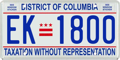 DC license plate EK1800