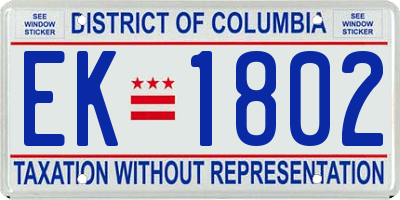 DC license plate EK1802