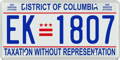 DC license plate EK1807