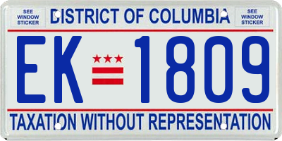 DC license plate EK1809