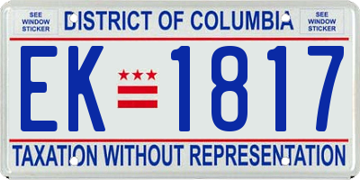 DC license plate EK1817