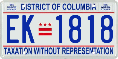 DC license plate EK1818