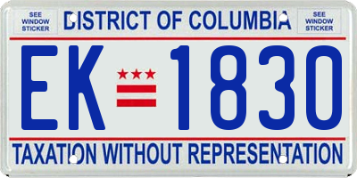 DC license plate EK1830