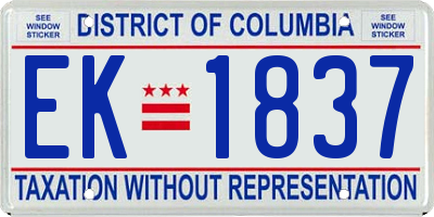 DC license plate EK1837