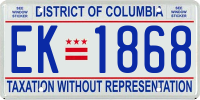 DC license plate EK1868