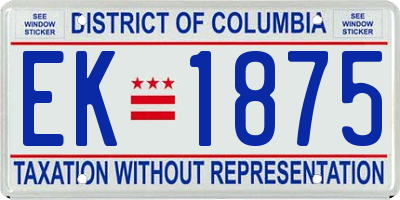 DC license plate EK1875