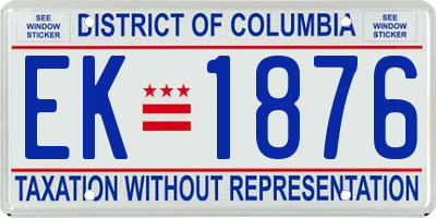 DC license plate EK1876