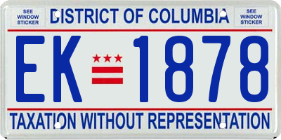 DC license plate EK1878