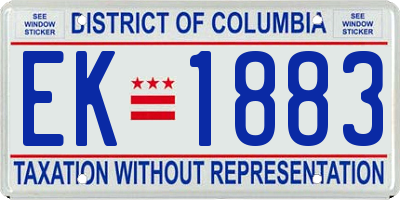 DC license plate EK1883