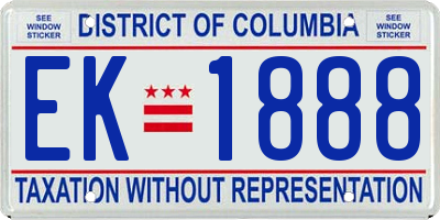 DC license plate EK1888