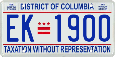 DC license plate EK1900
