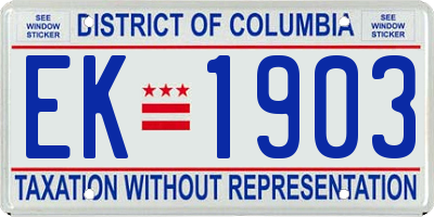 DC license plate EK1903