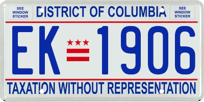 DC license plate EK1906